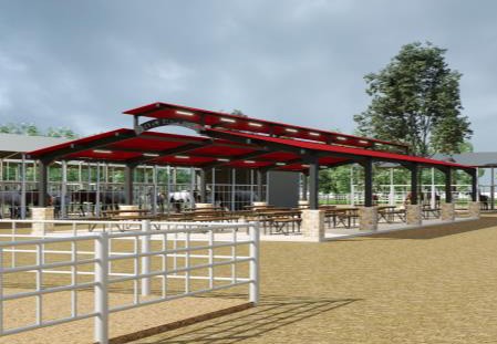 Shaded pavilion and public gathering area
